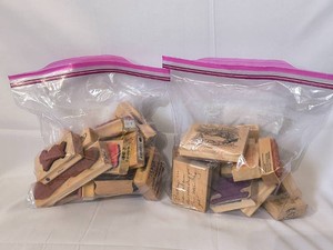 Wood Mounted rubber stamp lot-35 pcs.
