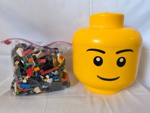Bag of Legos and Lego head-Lego Holder