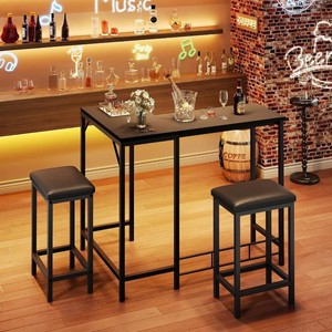 Garvee L-Shaped Bar Table with 2 Stools