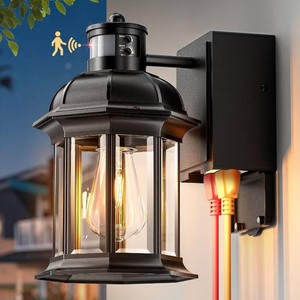 Gleamz Motion Sensor Porch Light with GFCI Outlet