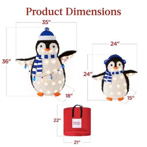 Best Choice Products Lighted Penguin Christmas Yard Decor Set - 36in & 24in  Bag