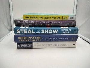 Lot of 5 Self-Help & Personal Growth Books - Covey, Michael Port, Wadhwa, Baer, Jhung