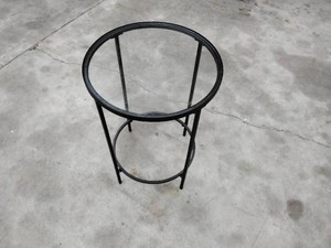 Round Glass-Top Accent Side Table - Black Metal Frame, Modern