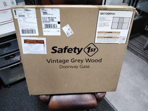 Safety 1st Vintage Grey Wood Doorway Gate - Model GA112GRYA1, 28-42in Wide, New