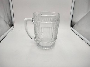 Clear Glass Barrel-Style Beer Mug Stein - Embossed Wood Barrel Design