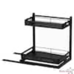 MOSTWOGO 2-Tier Under Sink Organizer - Black Carbon Steel Sliding Pull-Out Storage Rack, New in Box