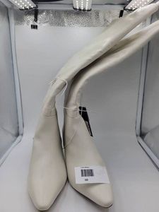 Womens Cream Pointed Toe Kitten Heel Tall Boots Size 7 - New With Tags