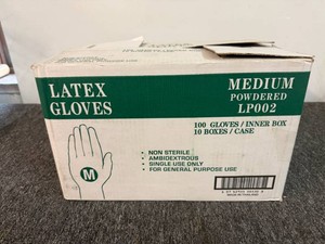 10 Boxes of 100 Latex Gloves-Medium