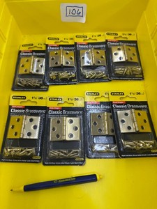 New  Stanley BRASS DESK HINGES - 8 pkgs
