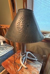 antler lamp with metal lampshade