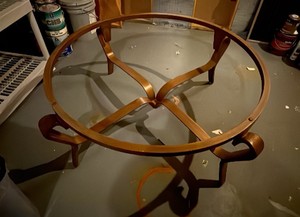 46 inch round metal table base with glass still in moving box