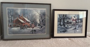 Framed Art of Minnehaha Railroad Depot and Print of Flour Mill