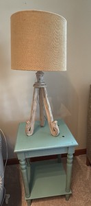 painted occasional table with lamp