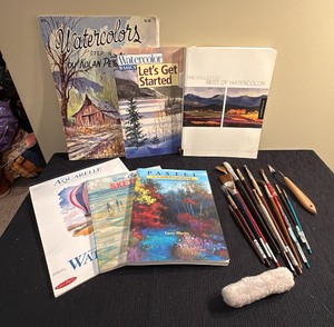 lets start painting books and brushes