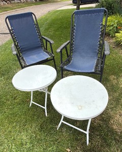 three lawn chairs and tables (note chair added)