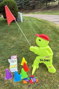 kids safety sign along with safety cones or use for carnival game