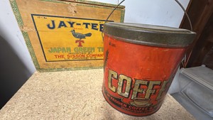 vintage Jay-Tee  brand Japan green tea box and McFadden coffee and spice Company tin from Dubuque, Iowa