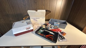stained glass tools, and glass grinder