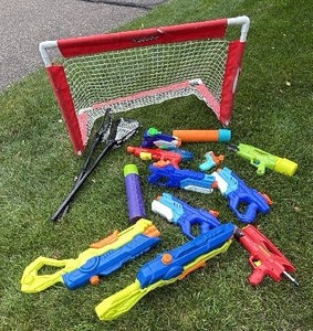 kids lacrosse Set and outdoor play guns