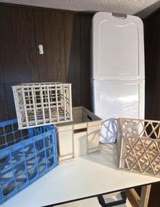 Sterilite under bed storage and four plastic  crates
