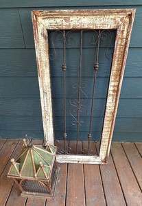 patio Decorations of  metal gate frame and birdcage