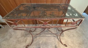 Glass top western style metal table