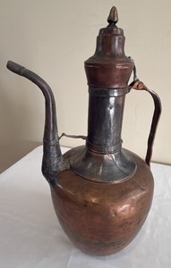 Antique Late 19C Copper Brass-Jointed Islamic Arabic Handmade Aftaba