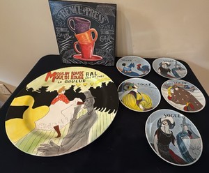 large Moulin Rouge, serving platter and Vogue decorative plates