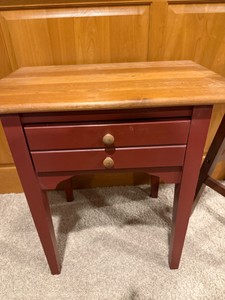 Painted Side Table with Drawer & Bar Stool