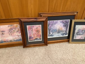 Four Framed Original Watercolor Art Signed by Painter
