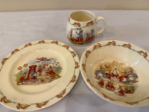 Vintage Royal Doulton Bunnykin bowl, plate & Cup
