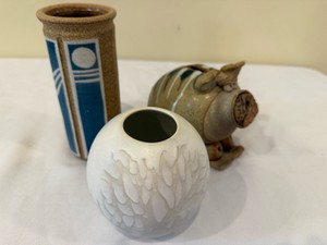 Hand Crafted Pieces--Vase, Piggy Bank & Vase