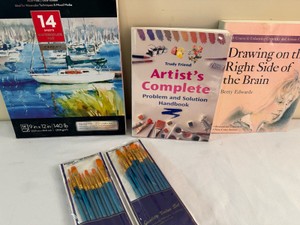 Bosobo brushes, watercolor pad and art books--Lets Paint