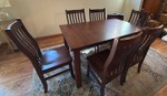 Amish custom-made solid wood dining room table with six chairs