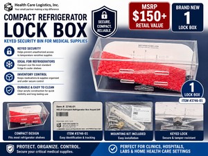 MSRP $150 NEW HEALTH CARE LOGISTICS HCL COMPACT REFRIGERATOR LOCK BOX, KEYED SECURITY BIN TO HELP PREVENT UNAUTHORIZED ACCESS, IMPROVE INVENTORY CONTROL &amp PROTECT TEMPERATURE-SENSITIVE MEDICAL SUPPLIES, ITEM #3746-01