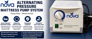 NOVA ALTERNATING PRESSURE MATTRESS PUMP SYSTEM, ADJUSTABLE PRESSURE RELIEF FOR AIR MATTRESSES, HELPS REDUCE PRESSURE SORES, IMPROVES CIRCULATION, ENHANCES PATIENT COMFORT &amp SUPPORTS HEALTHIER SKIN - PUMP ONLY - WORKS GREAT