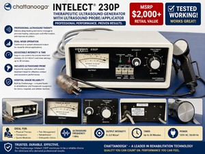 MSRP $2,000 CHATTANOOGA INTELECT 230P THERAPEUTIC ULTRASOUND GENERATOR WITH ULTRASOUND PROBEAPPLICATOR PROFESSIONAL PHYSICAL THERAPY, CHIROPRACTIC, SPORTS MEDICINE &amp REHABILITATION UNIT, HOSPITAL GRADE, WORKS GREAT