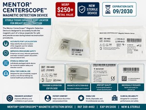 MSRP $250 NEW 2 PACKAGES MENTOR CENTERSCOPE MAGNETIC DETECTION DEVICE REF 350-4402, STERILE TISSUE EXPANDER PORT LOCATOR FOR BREAST RECONSTRUCTION, EXP 092030