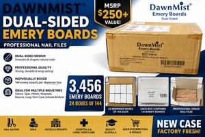 MSRP $250 NEW CASE OF 3,456 DAWNMIST� DUAL-SIDED EMERY BOARDS, 24 DISPENSER BOXES OF 144 EACH, PROFESSIONAL NAIL FILES FOR NAIL SALONS, SPAS, HOTELS, RESORTS, HOSPITALS, LONG-TERM CARE, GUEST AMENITIES, BEAUTY SCHOOLS, BULK DISTRIBUTION &amp RESALE