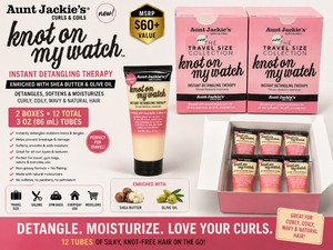 MSRP $60 2 BOXES NEW AUNT JACKIES� KNOT ON MY WATCH 12 TOTAL 3 OZ (86mL) INSTANT DETANGLING THERAPY TUBES SHEA BUTTER &amp OLIVE OIL, DETANGLES, SOFTENS &amp MOISTURIZES CURLY, COILY, WAVY &amp NATURAL HAIR FOR TRAVEL, SALONS &amp RESALE