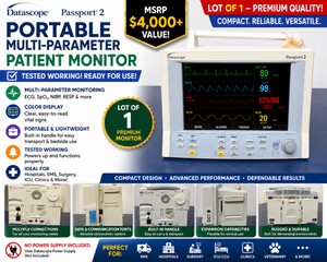MSRP $4,000 DATASCOPE PASSPORT� 2 PORTABLE MULTI-PARAMETER PATIENT MONITOR, TESTED WORKING, COLOR DISPLAY, COMPACT TRANSPORT &amp BEDSIDE MONITOR FOR HOSPITALS, EMS, SURGERY, ICU ETC