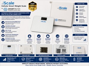 MSRP $150 NEW ISCALE CELLULAR SMART WEIGHT SCALE BY SMARTMETER, AUTOMATIC REMOTE PATIENT MONITORING (RPM), BUILT-IN CELLULAR CONNECTIVITY, DIGITAL BODY WEIGHT SCALE WITH BATTERIES, HOME HEALTH, TELEHEALTH &amp CLINICAL USE