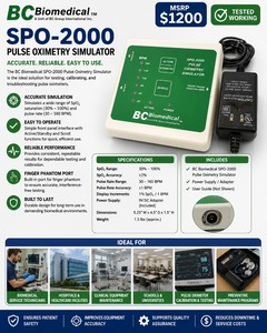 MSRP $1200 BC BIOMEDICAL SPO-2000 PULSE OXIMETRY SIMULATOR, SpO2 &amp HEART RATE TESTERCALIBRATOR FOR PULSE OXIMETERS, BIOMEDICAL SERVICE, HOSPITALS &amp CLINICAL EQUIPMENT MAINTENANCE, INCLUDES POWER SUPPLY