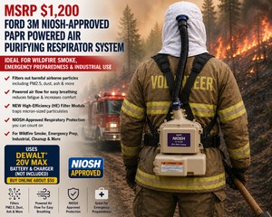 MSRP $1,200 NEW FORD 3M NIOSH-APPROVED PAPR POWERED AIR PURIFYING RESPIRATOR SYSTEM wNEW HE FILTER, HOSE, BELT IDEAL FOR WILDFIRE SMOKE, EMERGENCY PREPAREDNESS, INDUSTRIAL USES DEWALT 20V MAX BATTERY &amp CHARGER (NOT INCLUDED BUY ONLINE ABOUT $50)