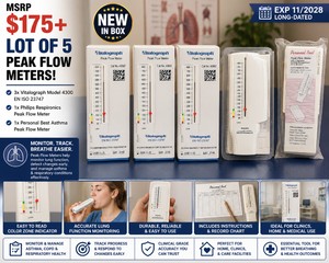 MSRP $175 LOT OF 5 NEW PEAK FLOW METERS VITALOGRAPH MODEL 4300 (3), PHILIPS RESPIRONICS PEAK FLOW METER, PERSONAL BEST ASTHMA PEAK FLOW METER, RESPIRATORY LUNG FUNCTION MONITORING FOR ASTHMA, COPD, CLINICS, HOME &amp MEDICAL USE, EXP 112028