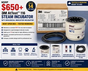 MSRP $650 NEW OPEN BOX 3M ATTEST 116 STEAM INCUBATOR, 56°C BIOLOGICAL INDICATOR INCUBATOR FOR RAPID STERILIZATION MONITORING, HOLDS 14 TEST VIALS, TESTED WORKING, IDEAL FOR HOSPITALS, SURGERY CENTERS, DENTAL, MEDICAL &amp VETERINARY STERILIZATION