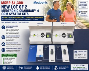MSRP $1,300 NEW LOT OF 2 MEDTRONIC GUARDIAN 4 CONTINUOUS GLUCOSE MONITOR (CGM) KITS, 1 COMPLETE WITH TRANSMITTER &amp 1 KIT WITHOUT TRANSMITTER, INCLUDES ONE-PRESS SERTERS &amp ACCESSORIES, FOR MINIMED INSULIN PUMP SYSTEMS, EXP 2024 &amp 2025