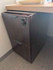 Woodgrain 2-Drawer Locking File Cabinet With Keys