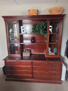 Wood Display Cabinet With Drawer Base