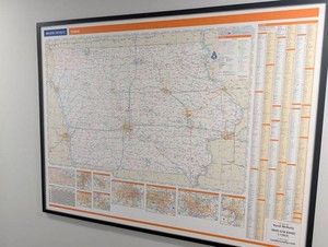 Rand McNally Iowa Framed Wall Map 64 X 48 in